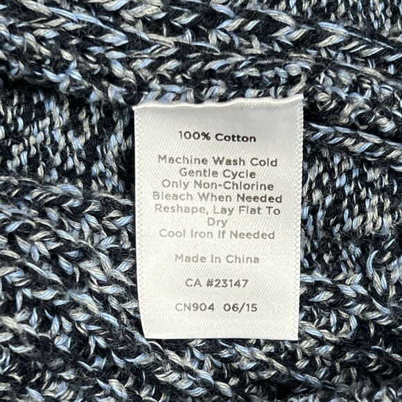 Talbots XL PETITE Marled Blue Gray 100% Cotton Ribbed Knit Open Cardigan Sweater - Picture 9 of 10